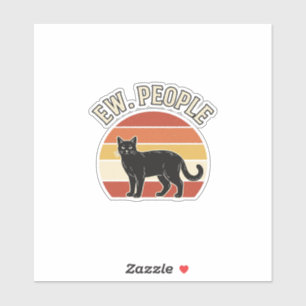 Sticker Chat Noir Drôle Ew Personnes Design Rétro Vintage_
