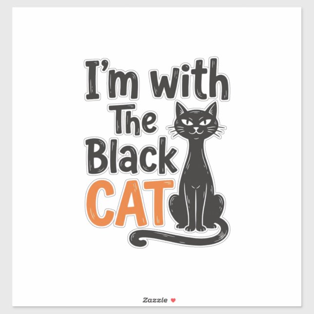 Sticker Chat noir drôle Gravure vintage Design Halloween (Feuille)