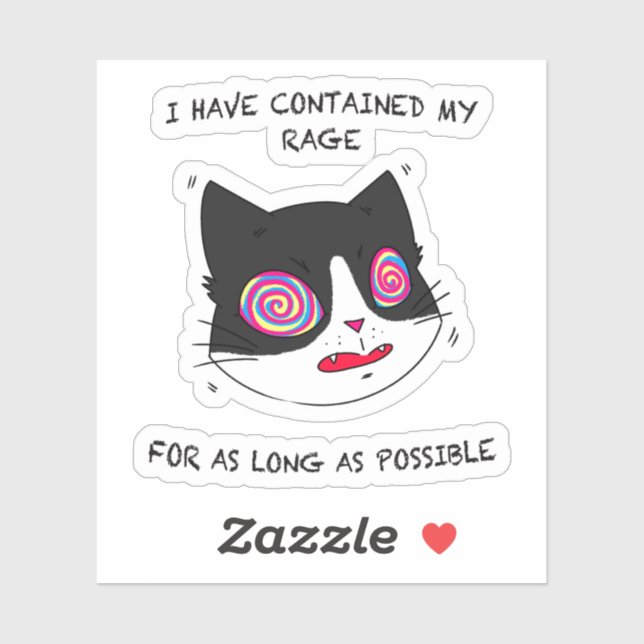 Sticker Chat noir et blanc Devenir fou Texte (Feuille)