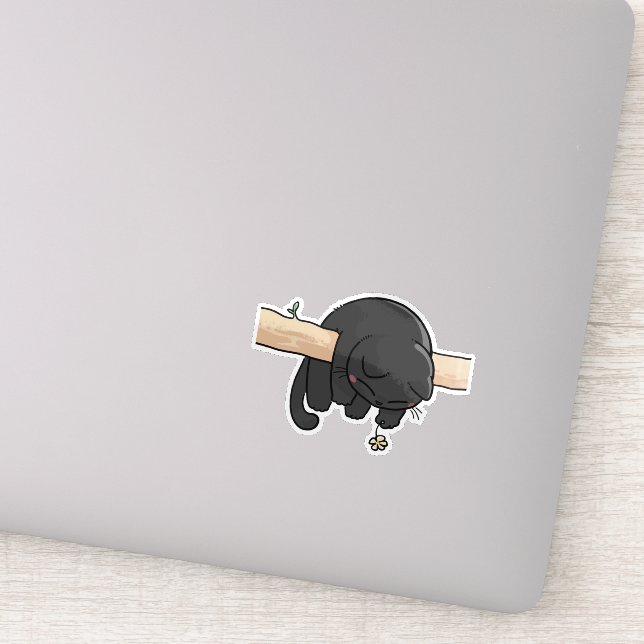 Sticker Chat noir mignon endormi (Détail)
