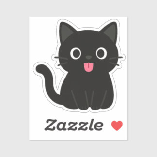Sticker Chat noir mignon langue sortie