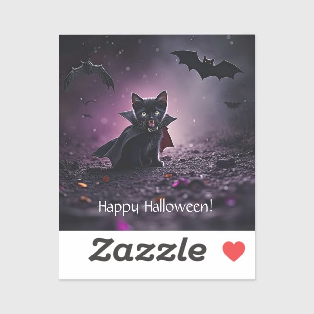 Sticker Chat noir mignon vampire Halloween (Feuille)