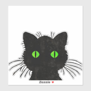 Sticker Chat noir Peek-A-Boo avec yeux verts