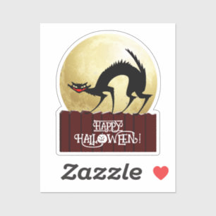 Sticker Chat noir sur la clôture Halloween