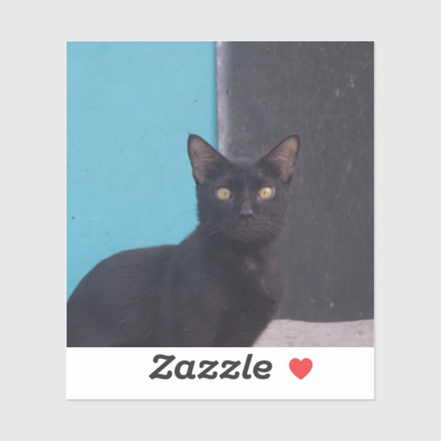 Sticker Chat noir surpris (Feuille)