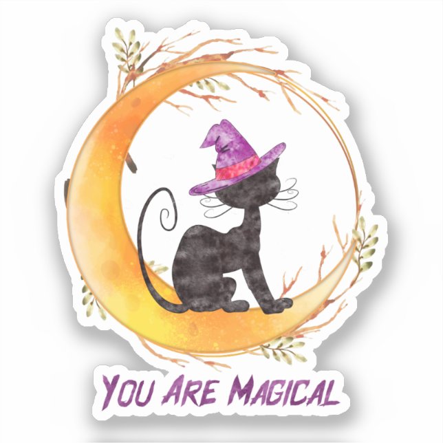 Sticker Chat noir - Vous êtes magique (Recto)
