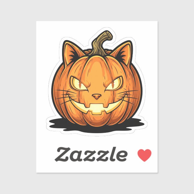 Sticker Chat O’Lantern - Halloween Citrouille de visage de (Feuille)