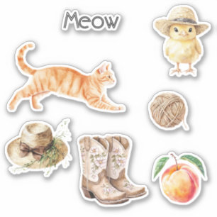 Sticker Chat orange de campagne Chaussettes Peach Poulet L