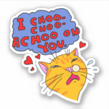 Chat Orange Éternuant Avec Un Texte D'Amour