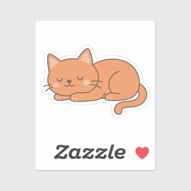 Sticker Chat orange gingembre – Dessin animé adorable endo (Feuille)