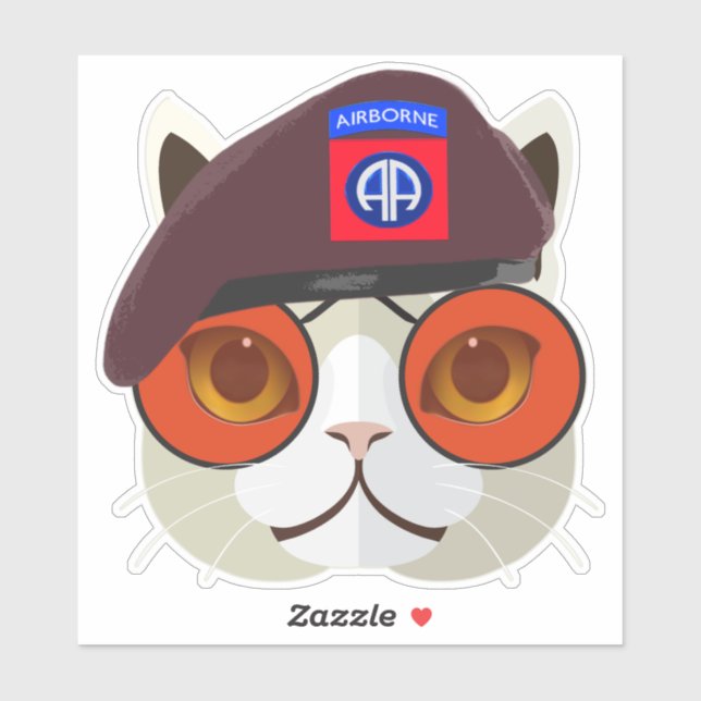 Sticker "Chat Parachutiste trop Cool" (Feuille)