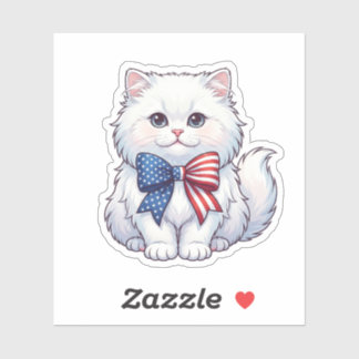 Sticker Chat patriotique avec noeud papillon drapeau améri