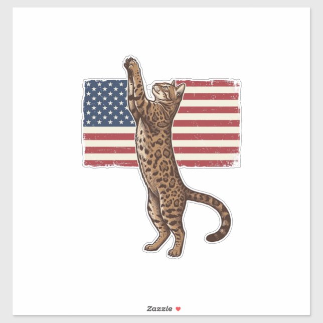 Sticker Chat patriotique Drapeau américain Design vectorie (Feuille)