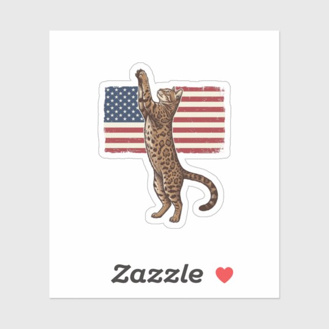 Sticker Chat patriotique Drapeau américain Design vectorie (Feuille)