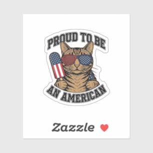 Sticker Chat patriotique fier d'être américain vecteur vin