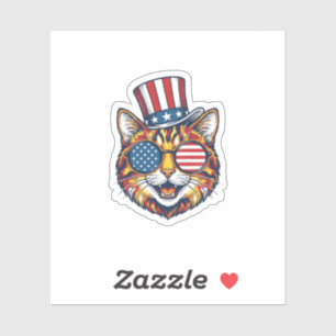 Sticker Chat Patriotique Gravure Vintage Design de T-Shirt