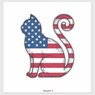 Sticker Chat patriotique gravure vintage vecteur conceptio