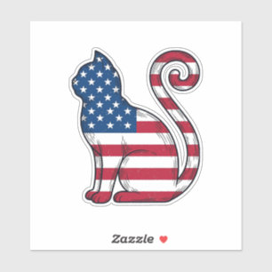Sticker Chat patriotique gravure vintage vecteur conceptio