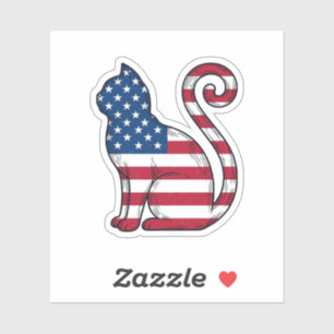 Sticker Chat patriotique gravure vintage vecteur Design_1