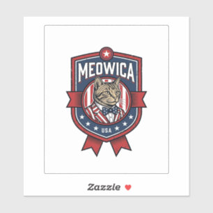 Sticker Chat patriotique vintage Meowica USA Conception de