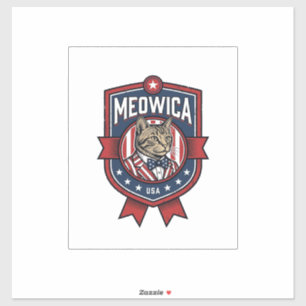 Sticker Chat patriotique vintage Meowica USA Conception de