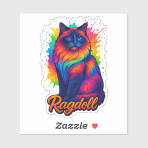 Sticker Chat Pop-Art Ragdoll - Rue Neon colorée