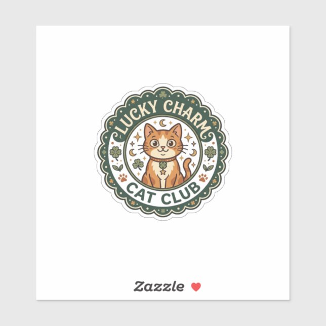 Sticker Chat porte-bonheur POD Art Vector - Chat porte-bon (Feuille)