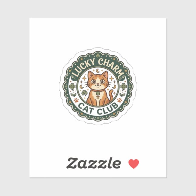 Sticker Chat porte-bonheur POD Art Vector - Chat porte-bon (Feuille)