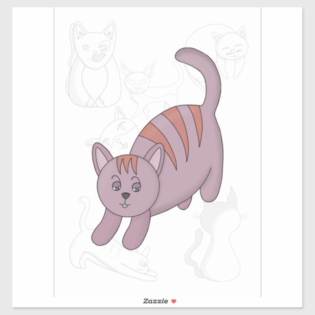 Sticker Chat prêt à sauter (Feuille)