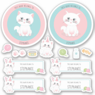 Sticker Chat Purr-fect Day Anniversaire Ce livre appartien