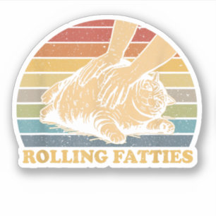 Sticker Chat qui fait rouler des gros gras drôle