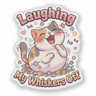 Sticker Chat qui rit à s'en faire tomber les moustaches