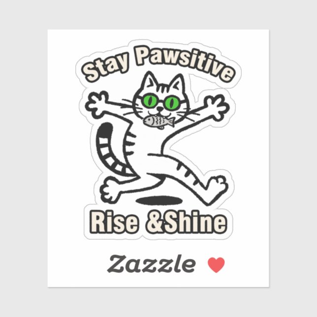Sticker Chat Restez Positif (Feuille)