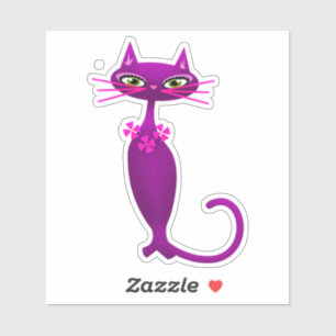 Sticker Chat rétro du milieu du siècle mignon girly