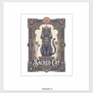Sticker Chat Sacré Chat Égypte Antique Vintage Vector Art 