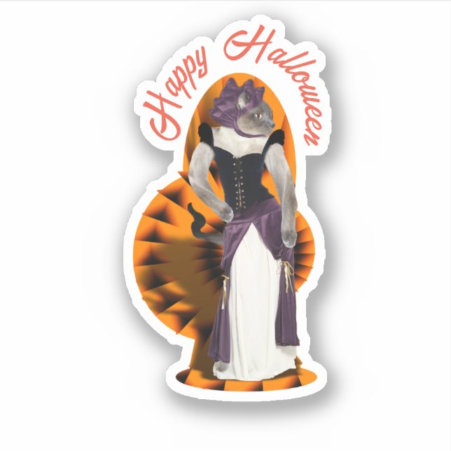 Sticker Chat Siamese Robe fantaisie pour Halloween (Devant)