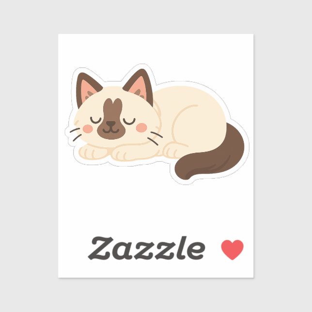 Sticker Chat siamois mignon endormi (Feuille)