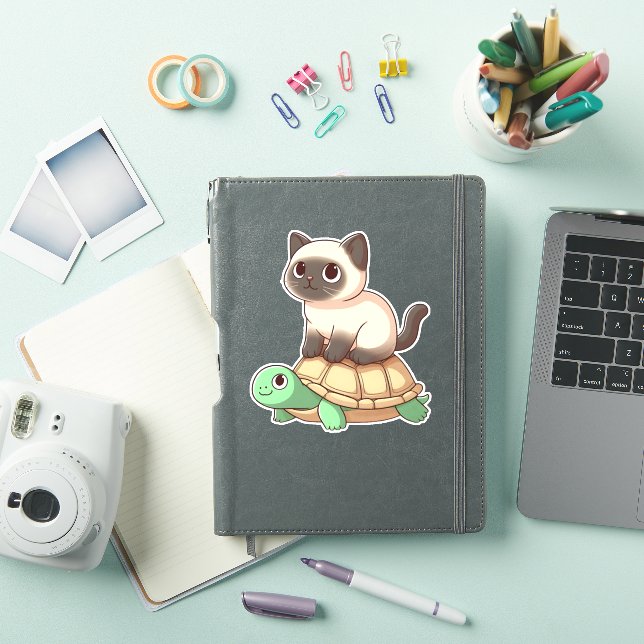 Sticker Chat siamois monte tortue Copie (Couverture iPad)