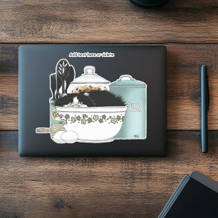 Sticker Chat smoking en smoking vintage rétro cuisine aqua