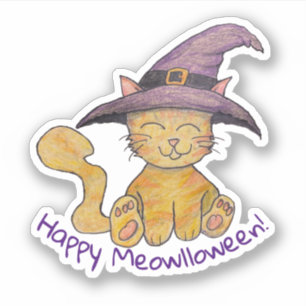 Sticker Chat sorcier Halloween