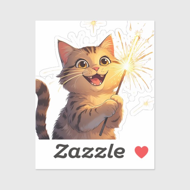 Sticker Chat Sparkler - 4 juillet (Feuille)