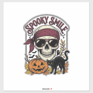 Sticker Chat squelette Halloween Graphique de citrouille v