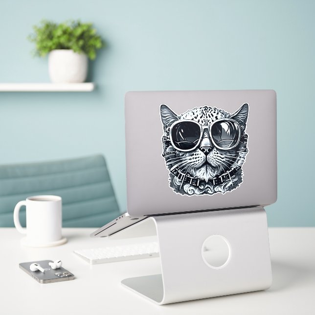 Sticker Chat Steampunk (Ordinateur portable sur le bureau)