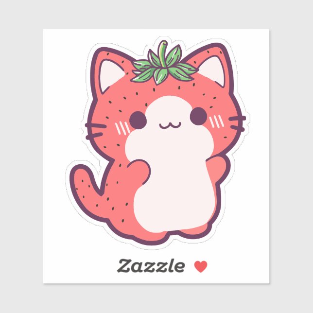 STICKER CHAT STRAWBERRY (Feuille)