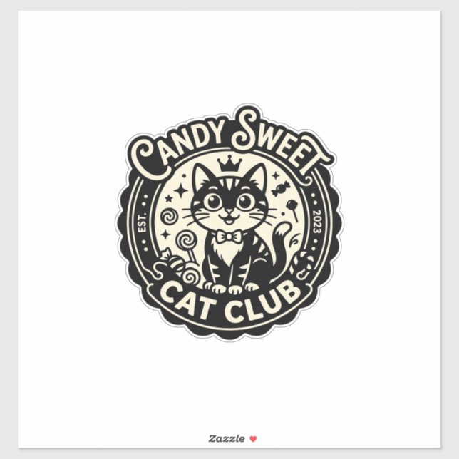 Sticker Chat Sucré Mignon Graphique de Chat Drôle - Candy  (Feuille)