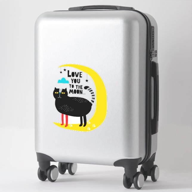 Sticker Chat sur la lune (Sur valise)