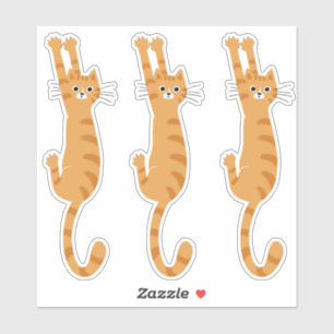 Sticker Chat Tabby Orange Accroché Drôle chat rayé