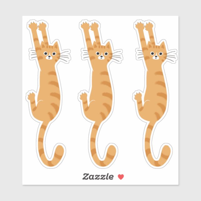 Sticker Chat Tabby Orange Accroché | Drôle chat rayé (Feuille)