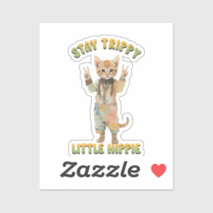 Sticker Chat tigré orange bohème reste trippy petit hippie