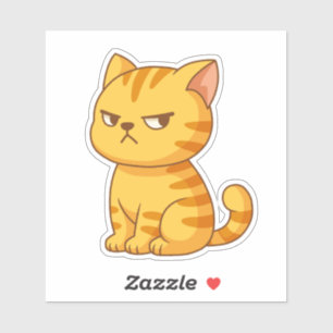 Sticker Chat tigré orange grincheux